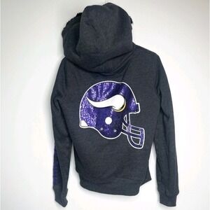 Victoria's Secret Pink Women's Hoodie Faux Fur VIKINGS NFL Football Logo XS